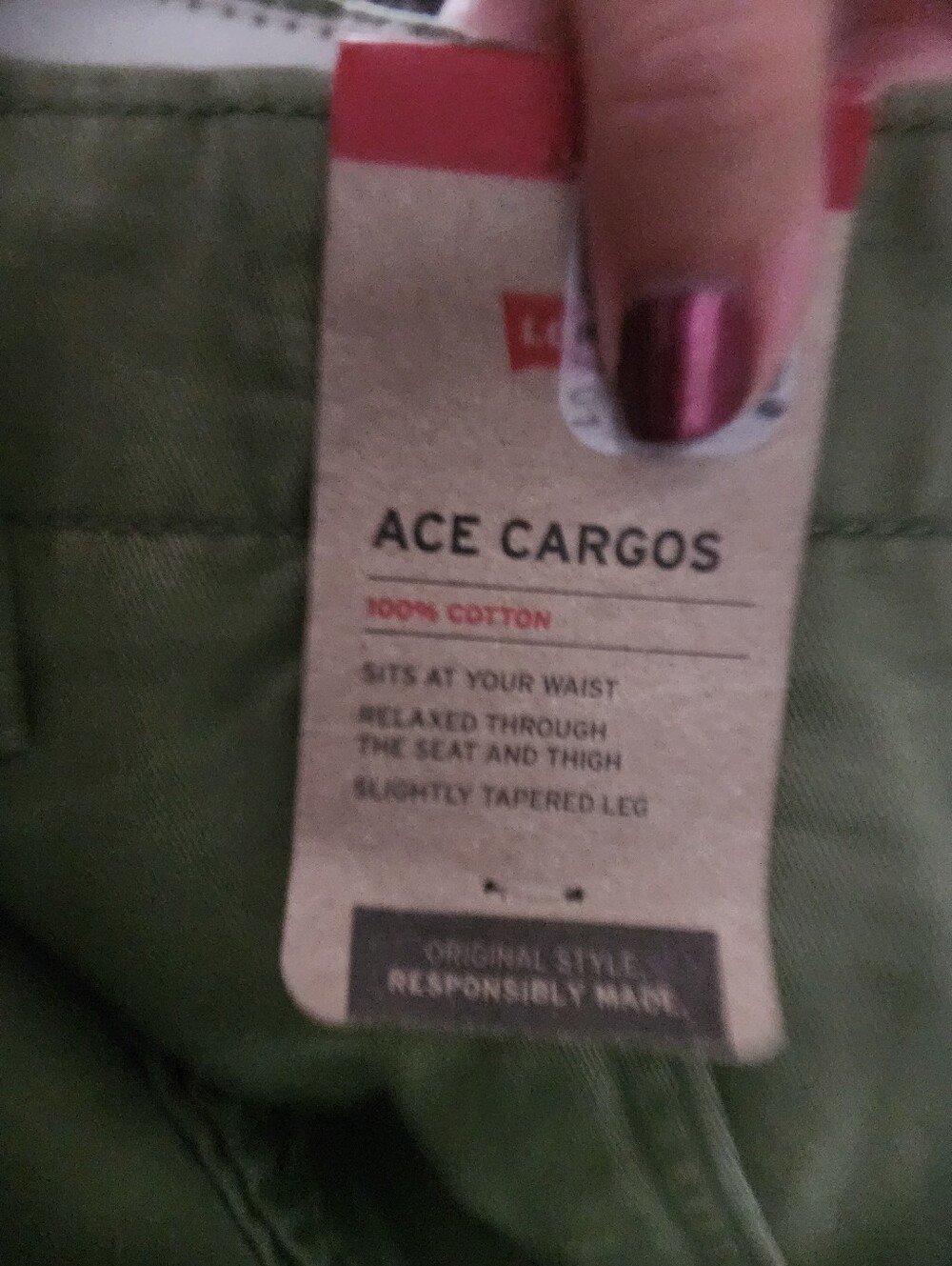 Levi's Ace Cargo Pants Olive Green 36 x 32 - Picture 10 of 16